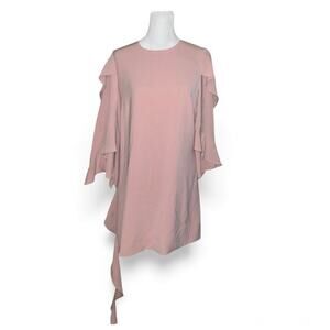 ALEXIS Dusty Rose Sofie Dress Small Ruffle High Neck Lined Classy